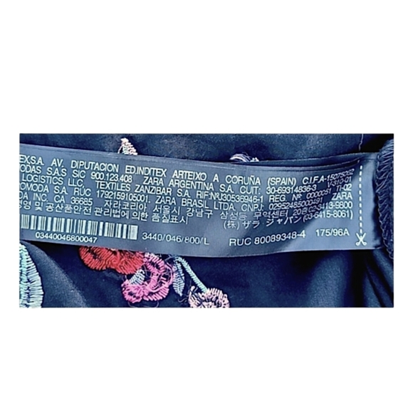 NEW, Zara Black Floral Spanish Shirt Size L - Picture 7 of 7